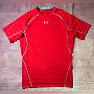 Under Armour Heat Gear Compression Base Layer Shirt Red Men’s Sz XL Workout Gym